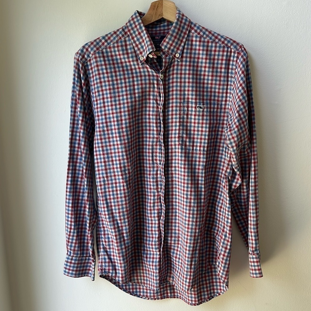 VINEYARD VINES Men’s TUCKER Slim Fit Long Sleeve Button Down Checkered Small